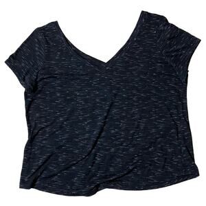 TORRID Black & White Marled V-Neck Cap Sleeve Tee Shirt SIZE 0 = LARGE